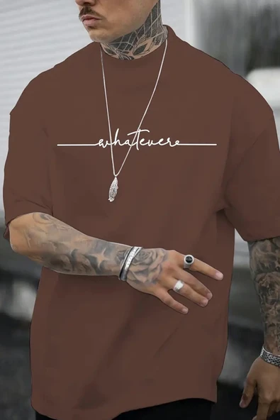 Erkek Whatever Baskılı Oversize Tshirt - 12