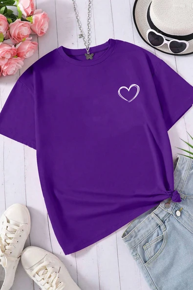 Unisex Hearts Baskılı Tasarım Tshirt - Resim 10