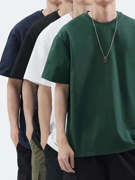 Unisex Basic Model 4'lu Tshirt - Resim 3