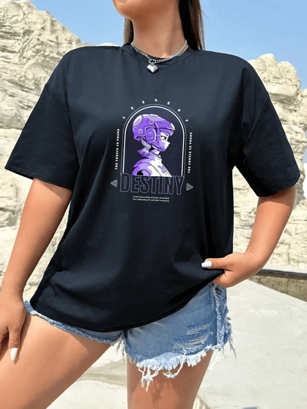 Unisex Destiny Kız Tasarım Basklı Tshirt - Resim 7