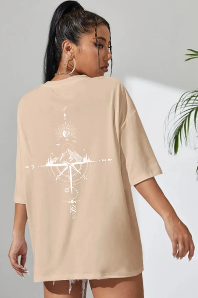 Unisex Yön Gösteren Baskılı Tasarım Tshirt - 5