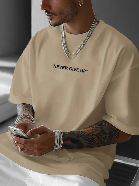 Unisex Asla Pes Etme  Baskılı Tasarım Tshirt - 5
