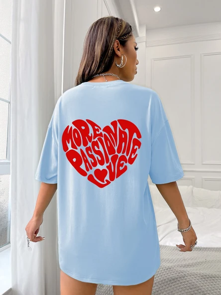 Unisex Yazılı Kalp Baskılı Tasarım Tshirt - Resim 7