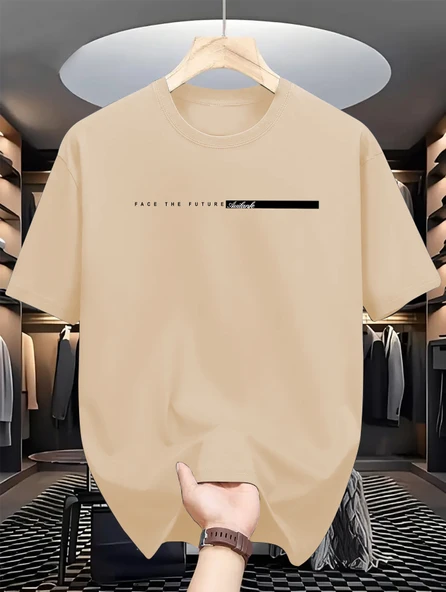 Unisex Face The Future Baskılı Oversize Tshirt