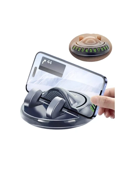 360° Dönebilen Yapışkanlı Numaratörlü Araç Telefon Tutucu Masaüstü Telefon Standı - 6