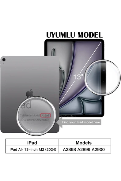 İpad Air 13 inç M2 1. Nesil 2024 Uyumlu Ekran Koruyucu Nano Cam Şeffaf Esnek Kırılmaz Tablet Camı - Resim 2