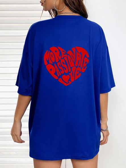 Unisex Yazılı Kalp Baskılı Tasarım Tshirt - Resim 5