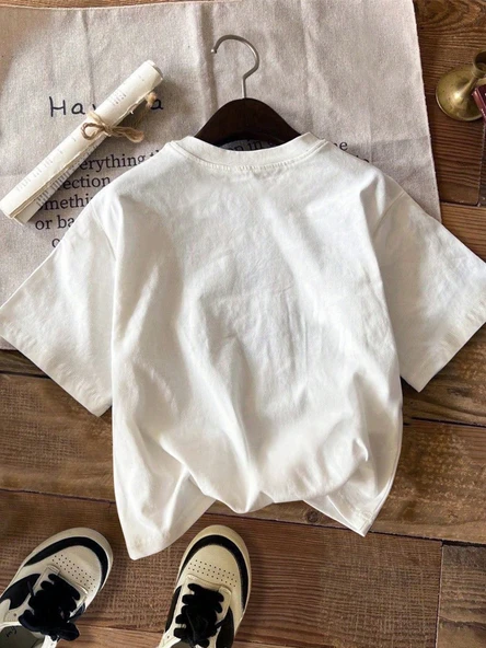 Unisex ÖRÜMCEK AĞLI Baskılı Oversize Tshirt - Resim 9