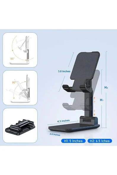 Masa Üstü Telefon Ve Tablet Tutucu Stand Uzunluk Ayarlı Kademeli Silikon Pedli Telefon Tablet Tutucu - 2