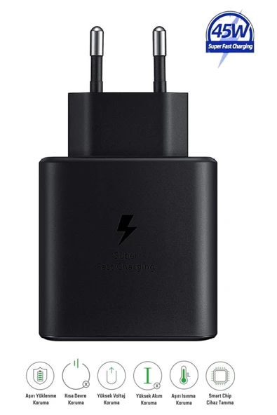 Samsung Galaxy S23 FE Uyumlu 45W Type-C Super Hızlı Şarj Aleti Adaptör - İthalatçı Garantili