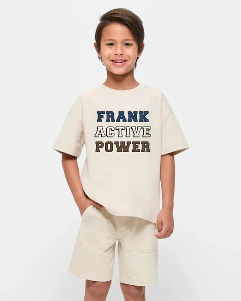 Çocuk Frank Baskılı Pamuklu Tshirt - 7