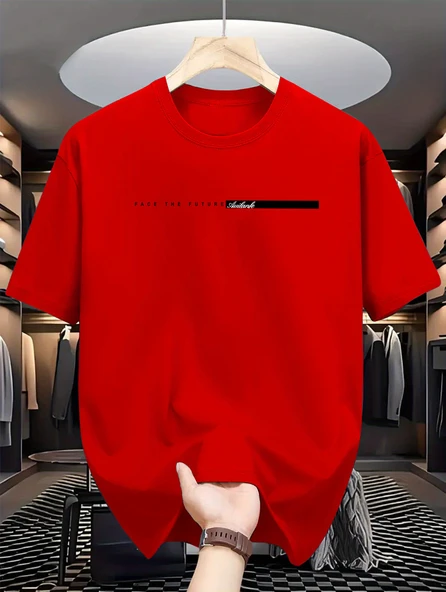 Unisex Face The Future Baskılı Oversize Tshirt - 10