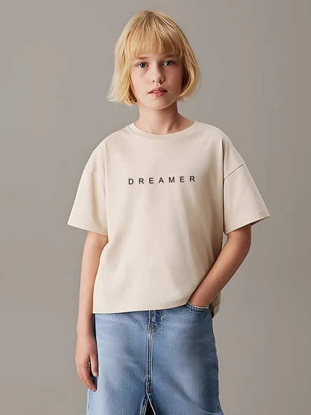 Çocuk Dreamer Baskılı Pamuklu Tshirt - Resim 4