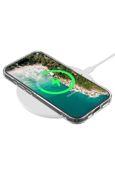 iPhone 16 Pro Max Uyumlu Kılıf Magsafe Wireless Kablosuz Şarj Destekli Sert Şeffaf Darbe Emici Kapak - 4