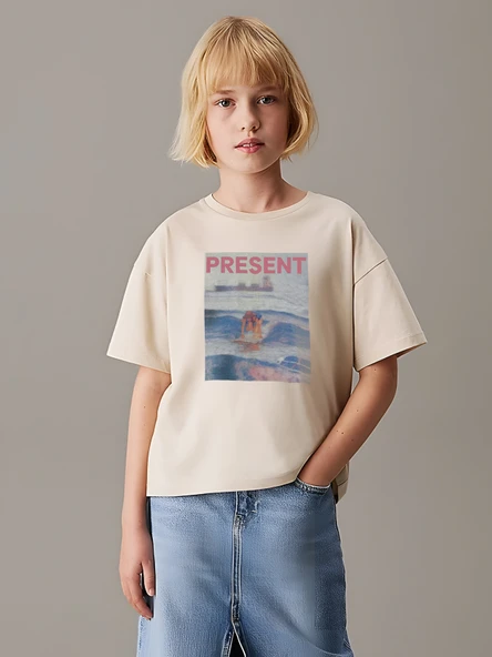 Çocuk YazılıKalp baskılı Pamuklu Tshirt - Resim 10