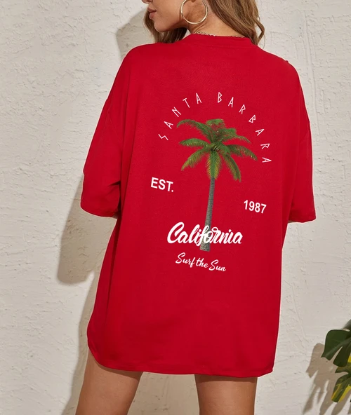 California Baskılı Unisex Oversize Tshirt