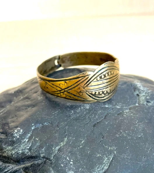 Antika El işi Otantik Bilezik Pirinç Bilezik Yel Bileziği - 2