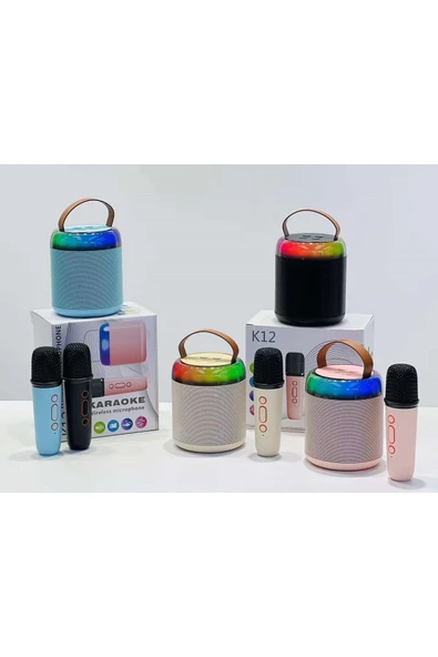 Karaoke Mikrofonlu RGB Işıklı Profesyonel Taşınabilir Bluetooth Hoparlör-K12 - 4