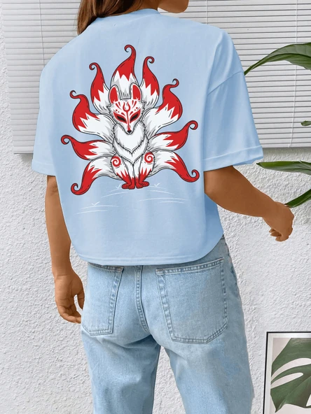 Unisex Kuyruklu Tilki Tasarım Basklı Tshirt