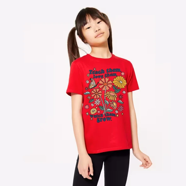 Çocuk Teach Them acbaskılı Pamuklu Tshirt - 4
