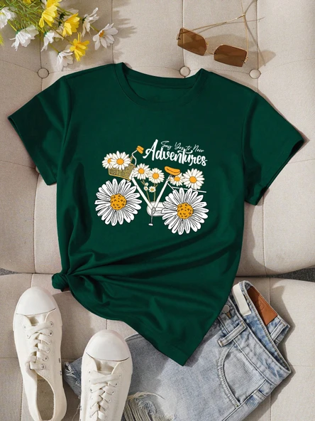 Adventures Baskılı Tasarım Tshirt - 5