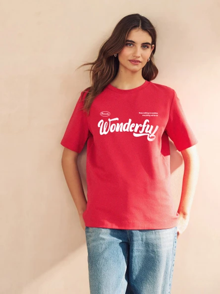 Wonderful Baskılı Unisex Oversize Tshirt - 4