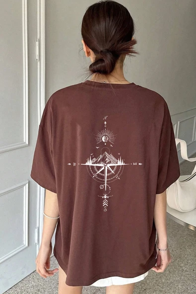 Unisex Yön Gösteren Baskılı Tasarım Tshirt - 7