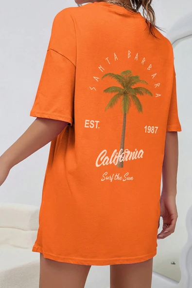 California Baskılı Unisex Oversize Tshirt - 7