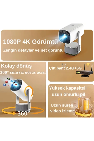 Şarjlı Projeksiyon | Kendinden Şarjlı Projeksiyon Cihazı | Şarjlı Mini Projeksiyon | Led Projektör - 2