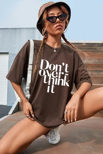 Dont Over Think Baskılı Tasarım Tshirt - 3