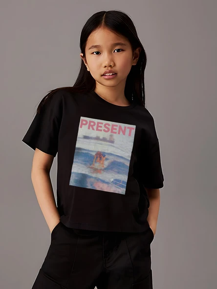 Çocuk YazılıKalp baskılı Pamuklu Tshirt - Resim 7