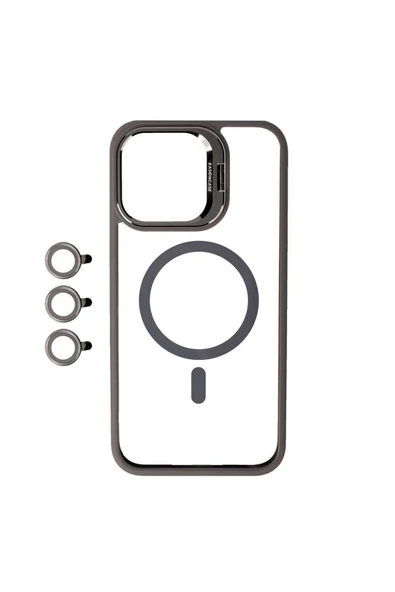 iPhone 15 Pro Max Uyumlu Kılıf Case, Lens Koruyuculu Mıknatıslı Magsafe Wireless Şarj Destekli Kapak
