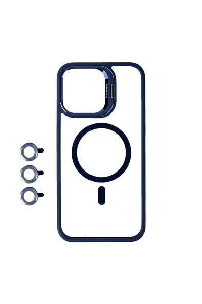 iPhone 15 Pro Uyumlu Kılıf Case, Lens Koruyuculu Mıknatıslı Magsafe Wireless Şarj Destekli Kapak
