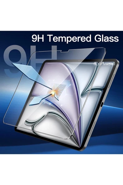 İpad Air 13 inç M2 1. Nesil 2024 Uyumlu Ekran Koruyucu Nano Cam Şeffaf Esnek Kırılmaz Tablet Camı - Resim 3