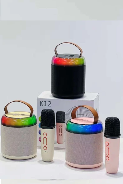 K12 Kablosuz Karaoke Mikrofon Taşınabılır Bluetooth Pembe - 3