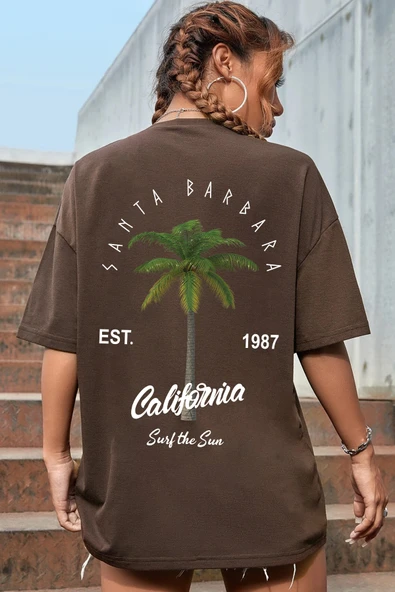 California Baskılı Unisex Oversize Tshirt - 5