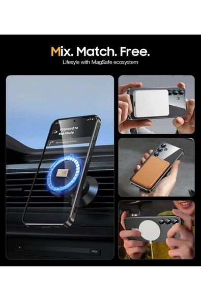 Galaxy 24 Plus Kılıf Magsafe Kablosuz Şarj Destekli Lens Korumalı Metalik Parlak Renkli - 3
