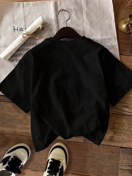 Unisex ÖRÜMCEK AĞLI Baskılı Oversize Tshirt - Resim 6