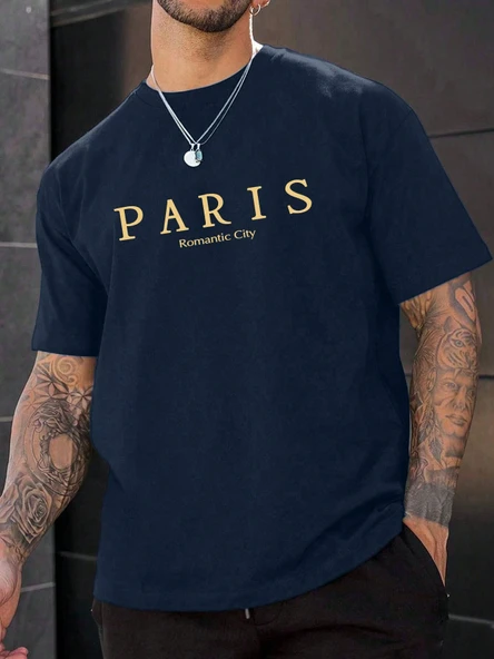 Unisex Romantic City Paris Baskılı Oversize Tshirt ürün görseli