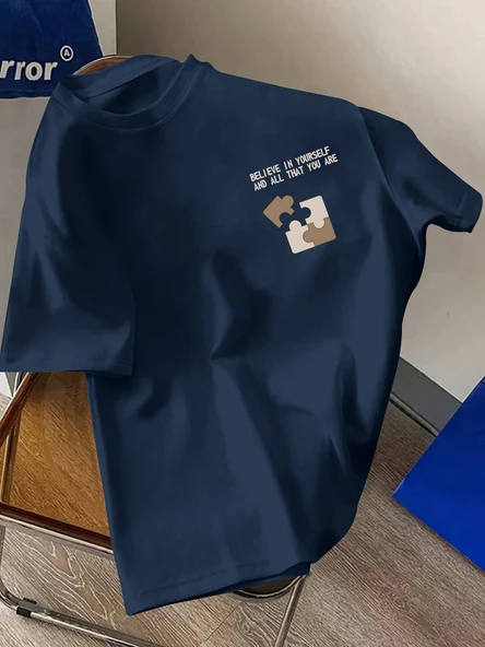 Unisex Believe In Yourself Baskılı Tasarım Tshirt - Resim 7