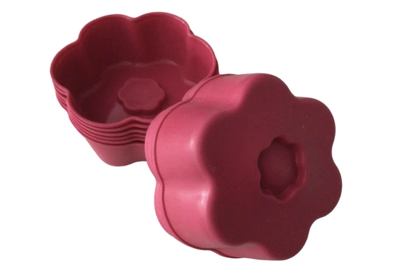 PinkRose Kırmızı 12 Li Silikon Mini Papatya Kek Kalıbı, Muffin Kalıbı 12 Adet - 2