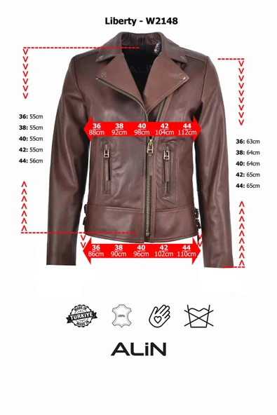 Liberty Siyah Biker Hakiki Deri Ceket Kadın - 3