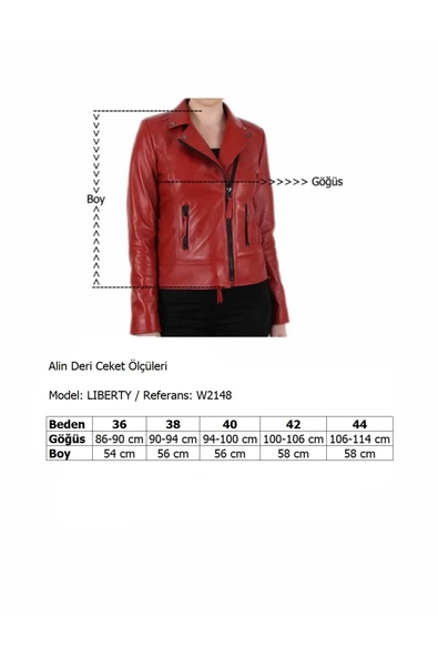 Liberty Siyah Biker Hakiki Deri Ceket Kadın - 3