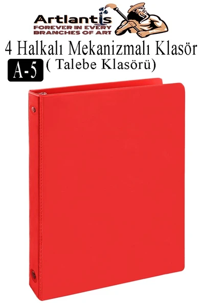 4 Halkalı Klasör 1 Adet A5 PVC Öğrenci ve Ofis Tipi Evrak Sunum Klasörü İç Cepli Otomatik Mekanizmalı Büro Okul Arşivle - 3