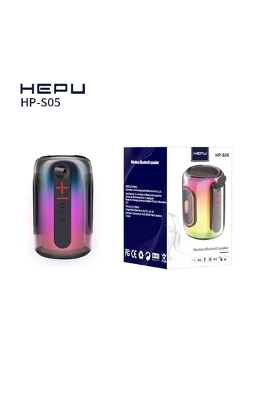 HEPU HP-S05 SU GEÇİRMEZ RGB IŞIKLI YÜKSEK SESLİ BLUETOOTH 5.1 HOPARLÖR SES BOMBASI