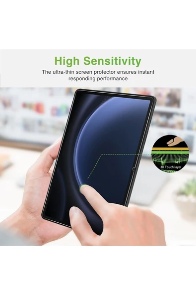 Samsung Galaxy Tab S9 Fe 10.9 inç Tablet Ekran Koruyucu Cam Nano Esnek Kırılmaz Tam Kaplar - Resim 5