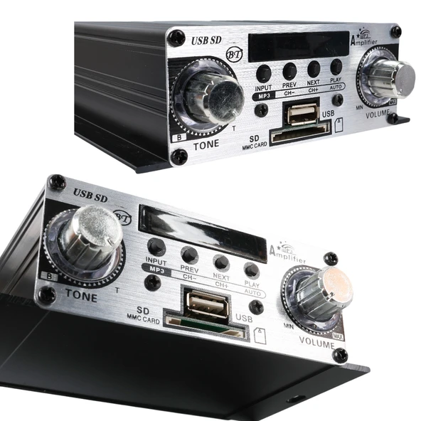 MAGİCVOİCE YW-191L 12 VOLT 100 WATT MOTOSİKLET BLUETOOTH AMFİ USB/SD 2 KANAL PAZARCI - ANFİ (125X95X40MM) - 4