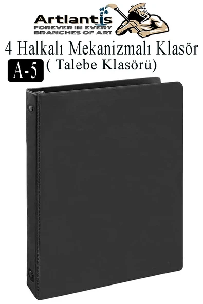 4 Halkalı Klasör 1 Adet A5 PVC Öğrenci ve Ofis Tipi Evrak Sunum Klasörü İç Cepli Otomatik Mekanizmalı Büro Okul Arşivle - 7