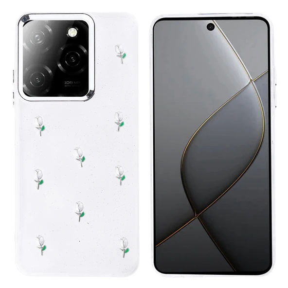 Tecno Spark 20 Pro 5G Kılıf Airbag Tasarımlı Simli Şeffaf Kutup Kapak - Resim 4