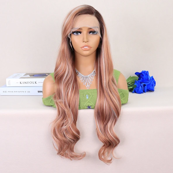 Kumral Beyaz Platin Röfleli Uzun Dalgalı Tül Peruk ürün görseli